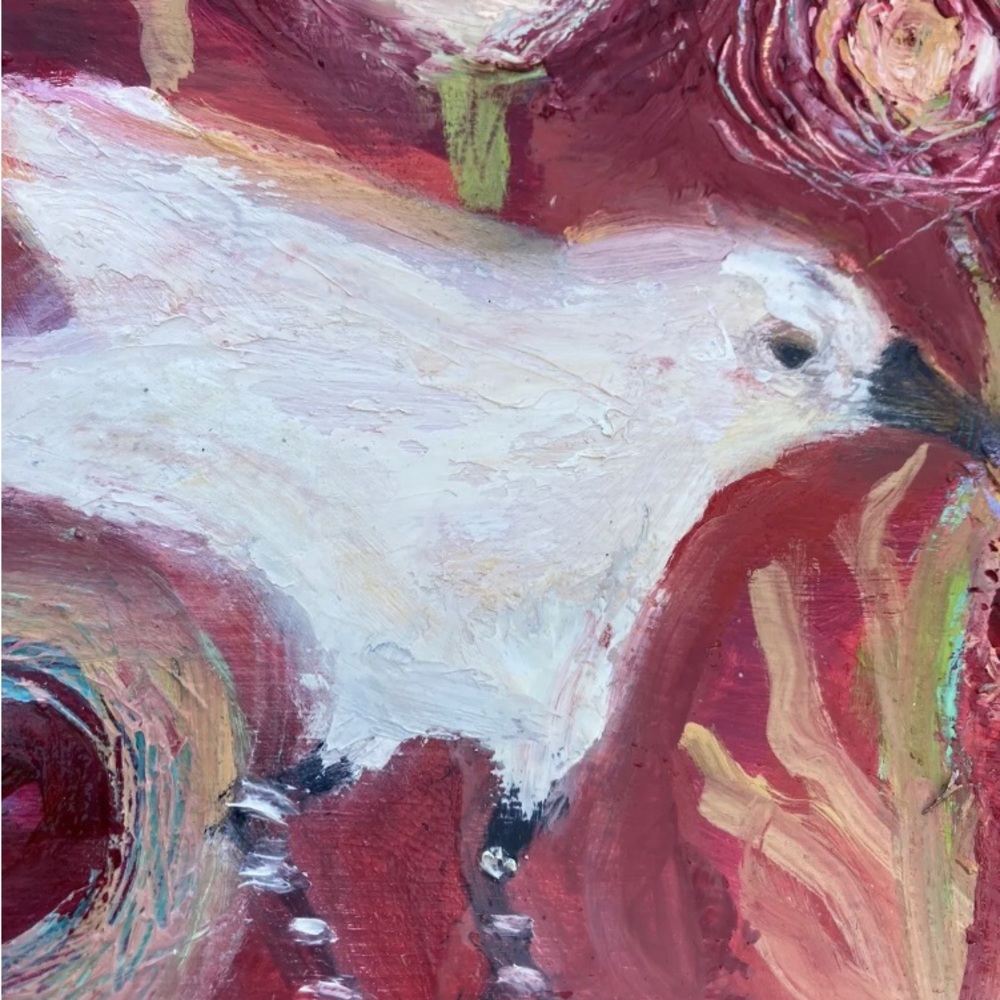 Fairy Tern “ Original Oil Painting Whimsical Landscape 12”x12” on BirchwoodPanel - Picture 3 of 11
